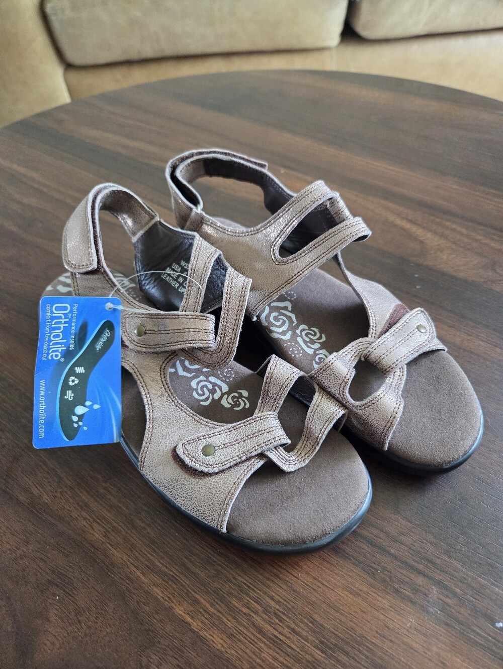 New Propet Womens Ortholite Comfort Sandals with Adjustable Straps Leather Brown